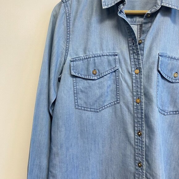 Club Monaco Chambray Denim Button Down Top - Picture 7 of 11